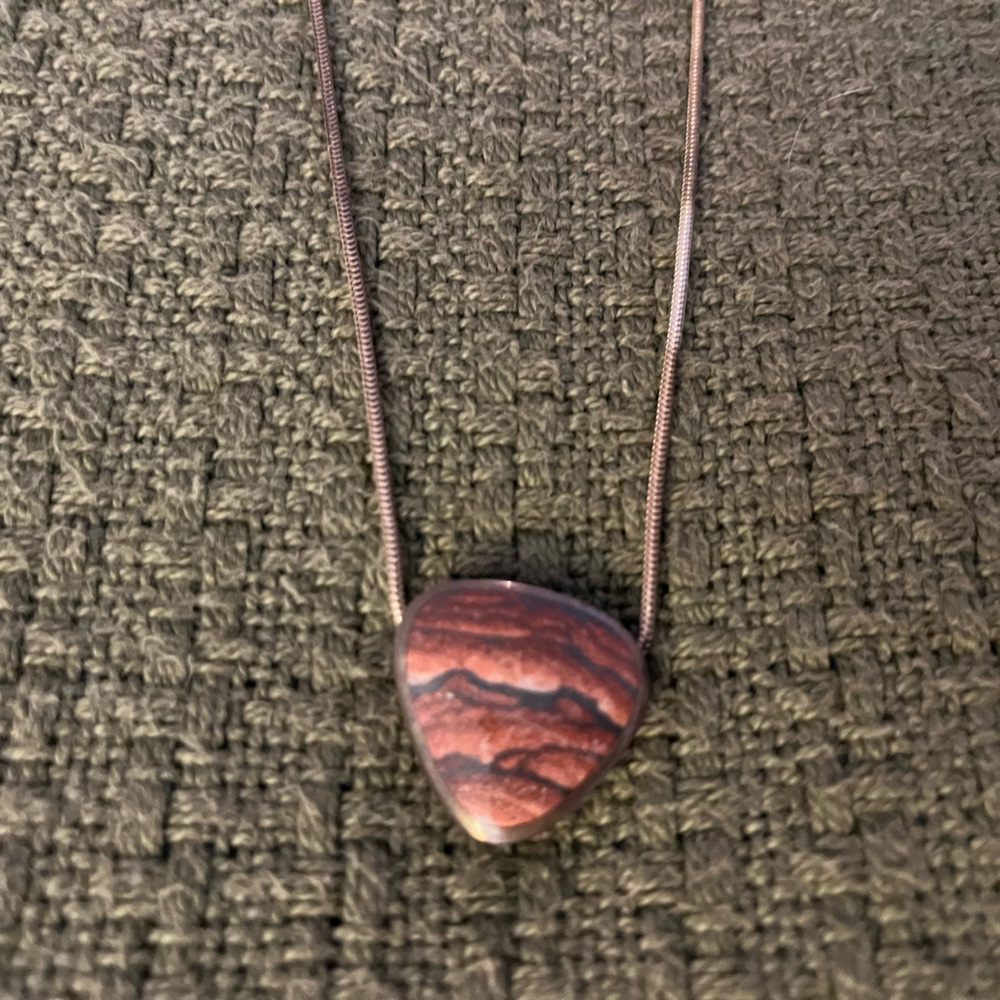 Stone pendant necklace | silver chain